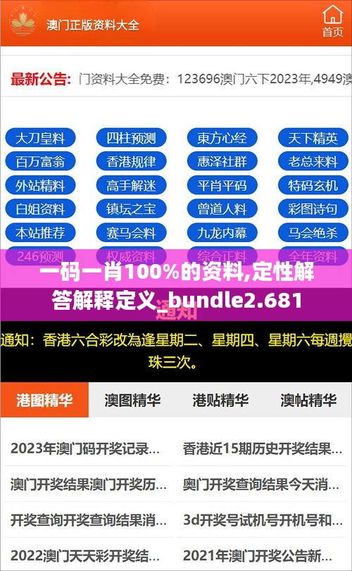 一码一肖100%的资料,定性解答解释定义_bundle2.681