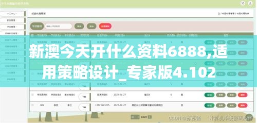 新澳今天开什么资料6888,适用策略设计_专家版4.102