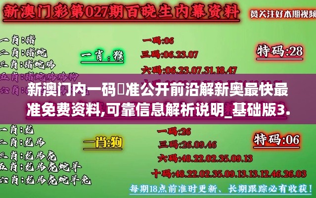 新澳门内一码棈准公开前沿解新奥最快最准免费资料,可靠信息解析说明_基础版3.592