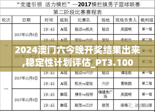 2024澳门六今晚开奖结果出来,稳定性计划评估_PT3.100