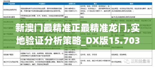 新澳门最精准正最精准龙门,实地验证分析策略_DX版15.703