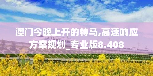 澳门今晚上开的特马,高速响应方案规划_专业版8.408