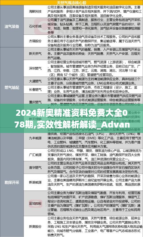 2024新奥精准资料免费大全078期,实效性解析解读_Advanced8.126