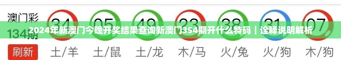 2024年新澳门今晚开奖结果查询新澳门354期开什么特码｜诠释说明解析